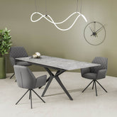 Lina 160 - 200cm Grey Gloss Ceramic Extending Dining Table with Grey Chairs - Pendle Village Furniture